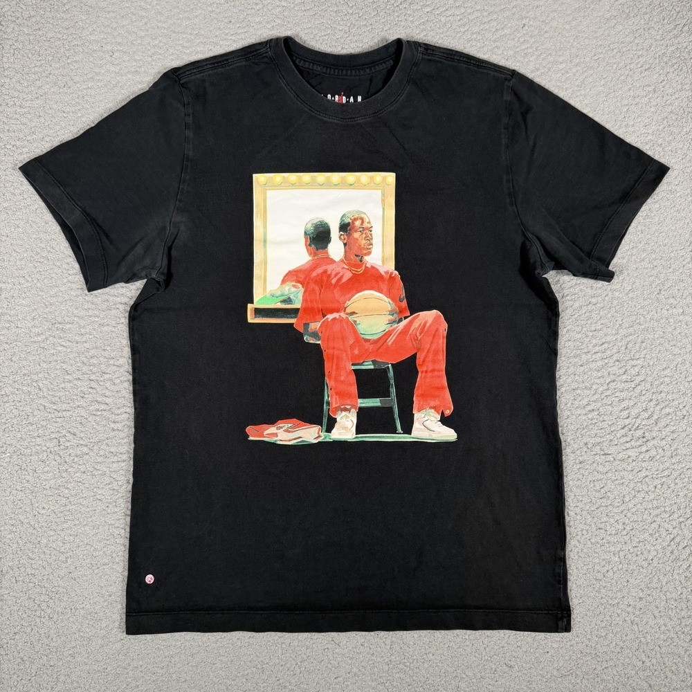 Air Jordan Shirt Mens Medium Black Graphic Tee Artist Series Cotton Casual Logo